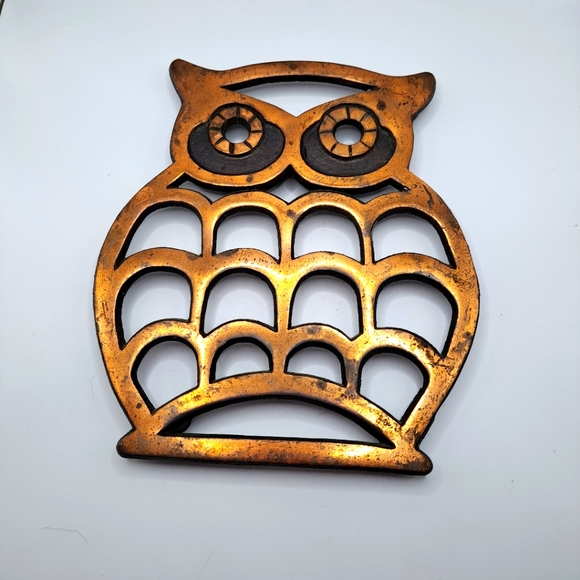 Copper on Cast Iron Owl Trivet - Picture 1 of 5
